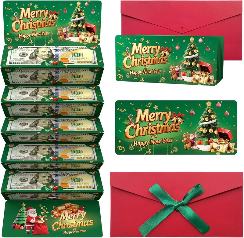 Yzryth Christmas Money Holders For Cash, Christmas Cash Gift Envelopes 10 Slots, Merry Gifts Card Ideas For Teen Women Men (GREEN) - Image 1
